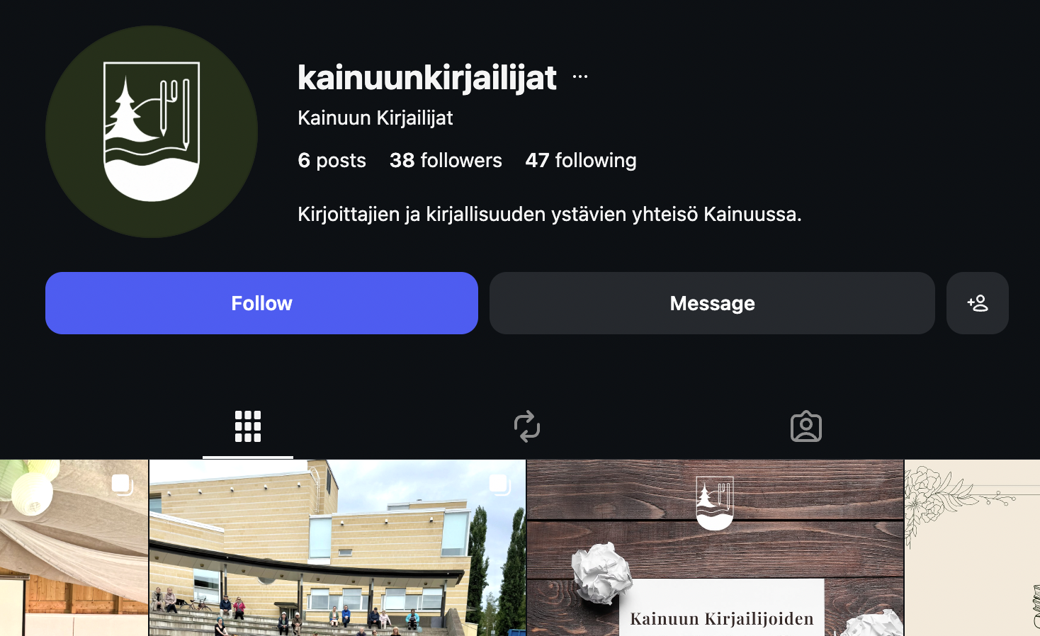 Kirjailijoilla on myös Instagram tili